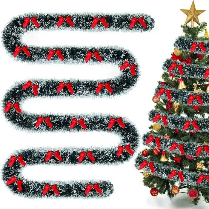 Guirlande de ruban de décoration d'arbre de noël vert de 4 M