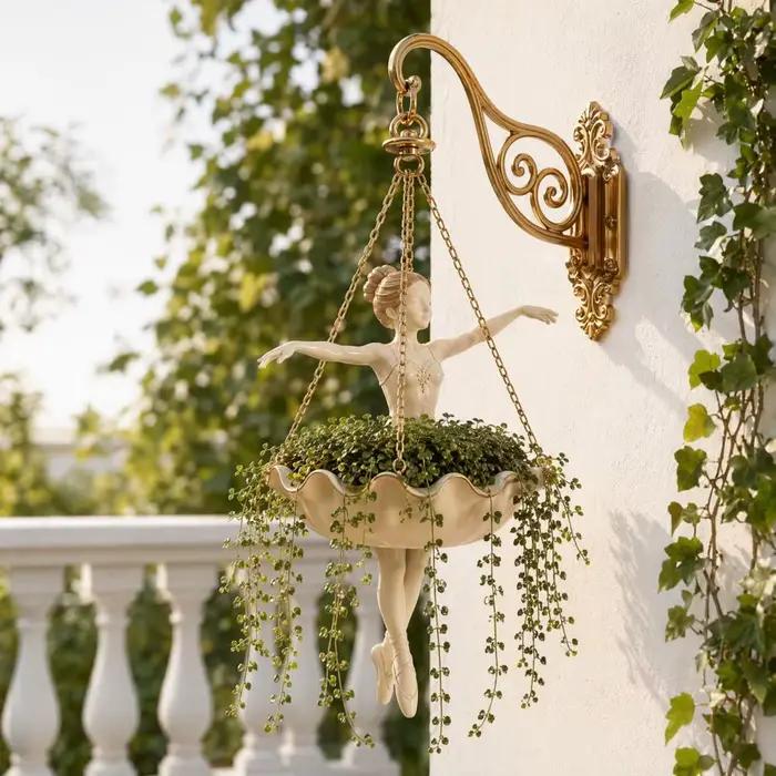 Pot de fleurs suspendu danseuse de ballet jardinière décorative pour plantes d'intérieur extérieur support original cadeau pour amateurs de danse