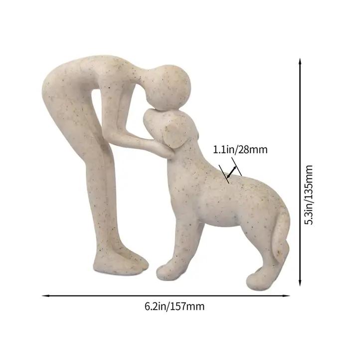B84B-charmant chien et homme Statue mémoire cadeau pour les amoureux des animaux de compagnie pour bureau