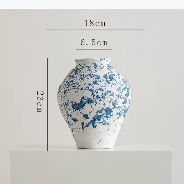 Vase en céramique vintage dessiné à la main, vase créatif pour arrangement floral, vase pour fleurs séchées, ornement de décoration pour la maison