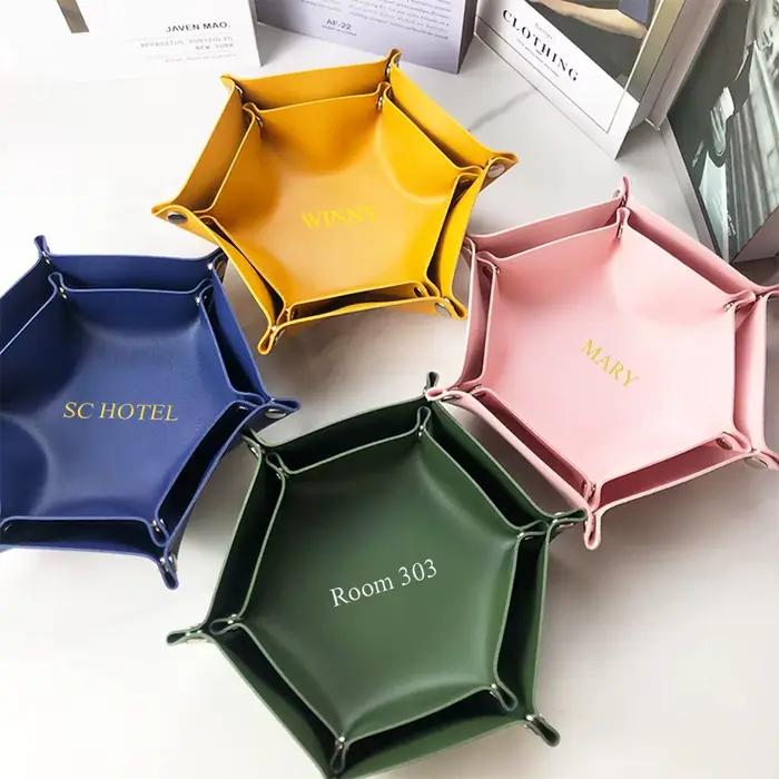Plateau de rangement en cuir PU pour hôtel