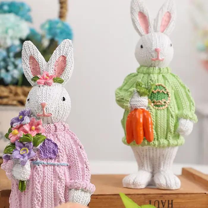 Décoration de Pâques : Figurine de Lapin de Pâques Printanier