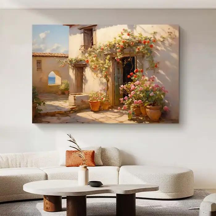 Toile de paysage neutre de campagne Vintage