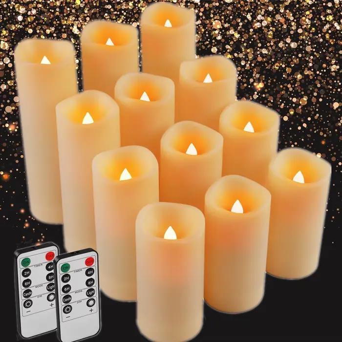 Bougie électrique LED étanche sans flamme avec télécommande, bougies chauffe-plat scintillantes, Halloween, Noël, décoration d'intérieur, ci-après
