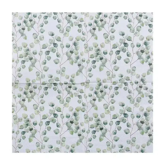 Serviette imprimée forêt feuilles d'eucalyptus serviettes en papier colorées hôtel Western Restaurant décoration de