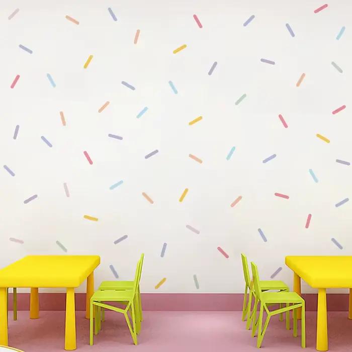 Autocollant à rayures avec confettis colorés de style scandinave