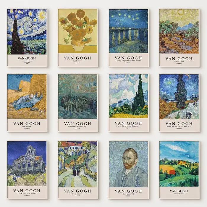 Affiche sur toile avec impression de coutumes d'huile de Vincent Van Gogh