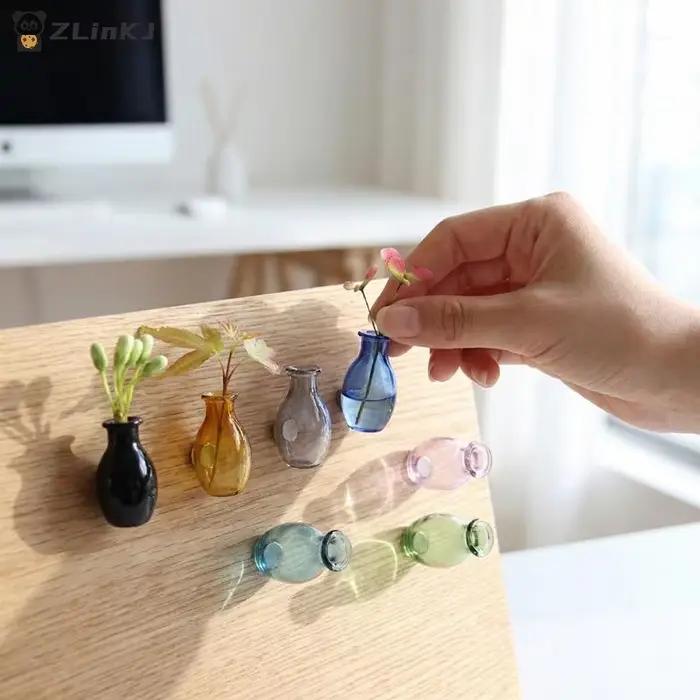 Mini Vase en Verre Aimant de Réfrigérateur Créatif 3D