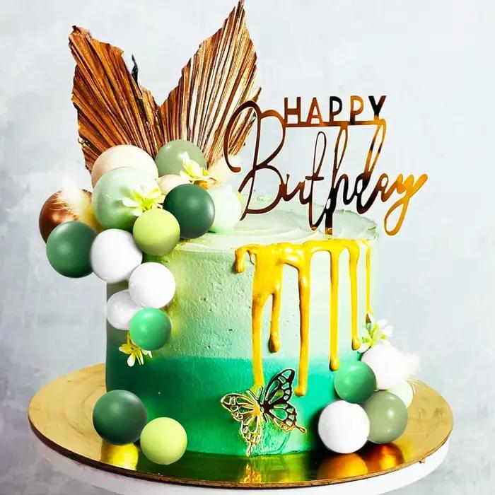 Décoration de gâteau en boules vertes sauge