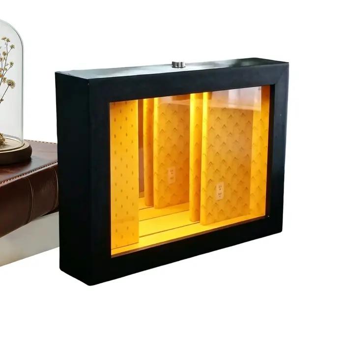 Décoration de bureau : Cadre lumineux avec miroir 3D effet abysse