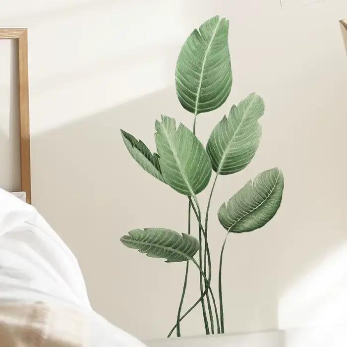 Autocollants muraux feuilles de plantes vertes tropicales pour salon décoration de chambre à coucher papier peint auto-adhésif PVC moderne occassions spéciales
