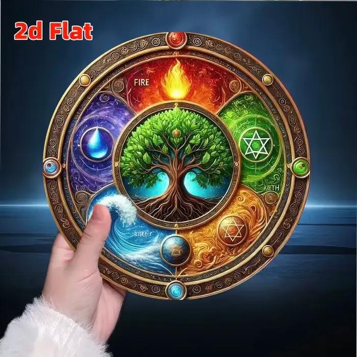 Art mural vintage en métal arbre de vie – Décor plat 2D avec éléments de feu, d'eau, de terre et d'air |   Décoration d'intérieur unique pour chambres