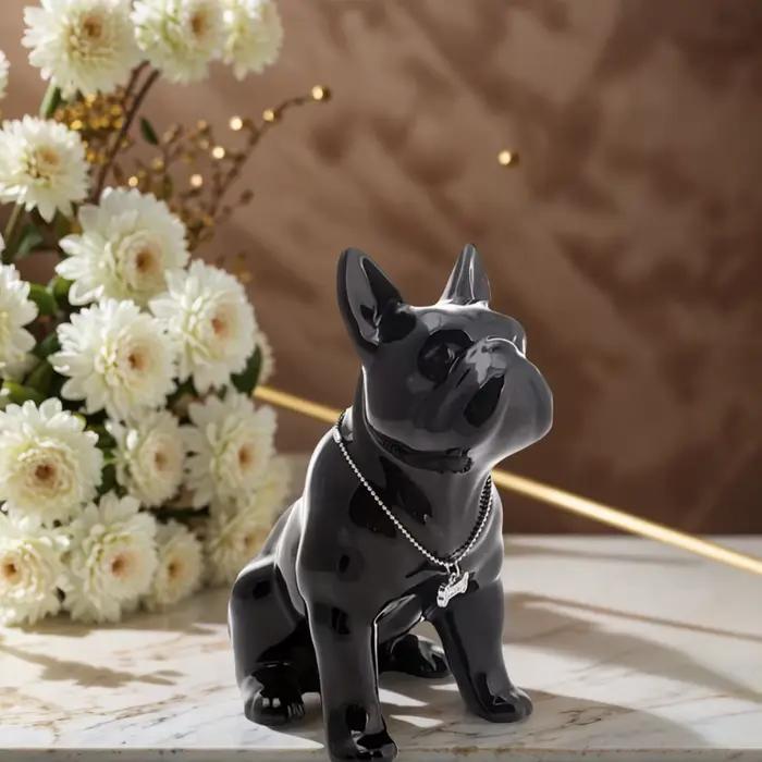 Statue de bouledogue français assis