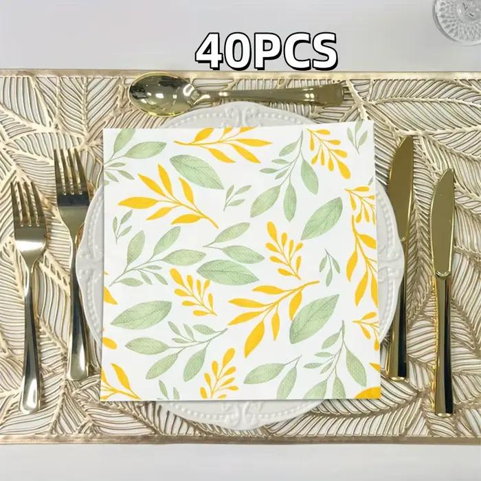 Serviettes en papier décorées de fleurs jaunes style campagnard pour événements festifs et cadeaux d'anniversaire