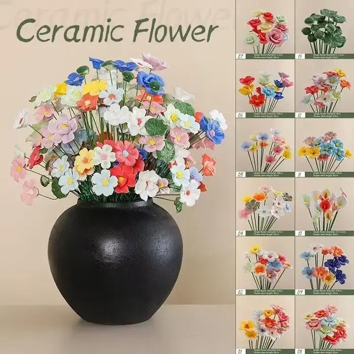 Piquet de fleurs en céramique fait à la main, décor de jardin, art créatif, décoration florale, accessoire de fête de mariage, occasion de fête, aléatoire