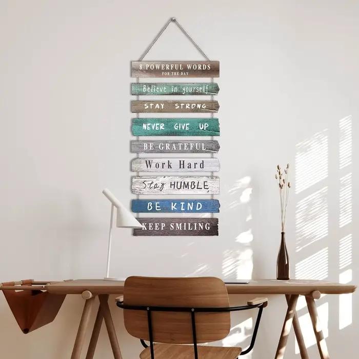 Décor d'art mural inspirant pour le bureau, panneau d'art mural rustique en bois, décoration pour la maison, le salon, la chambre à coucher