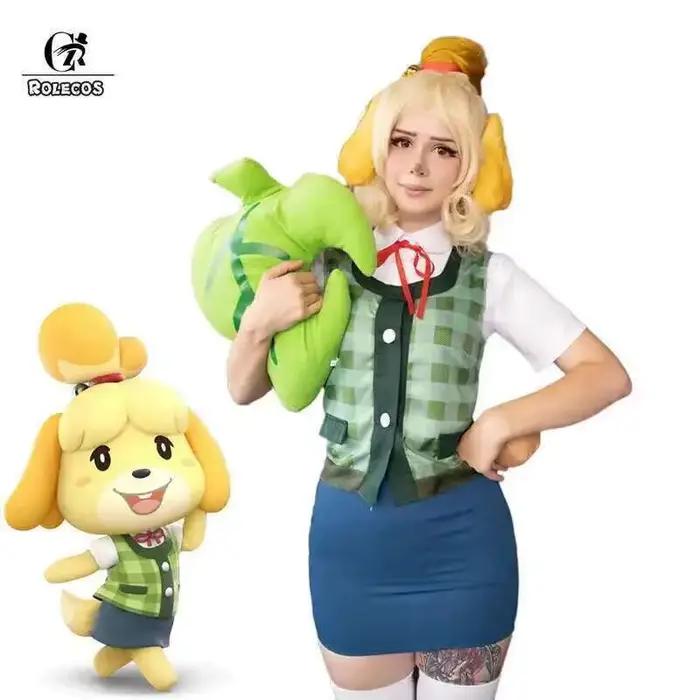 Animal Crossing Isabelle Cosplay Costume jeu Animal Crossing nouveaux Horizons Costume femmes uniforme tenue queue chapeaux