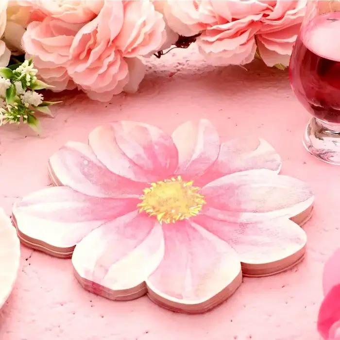 Serviettes en papier à fleurs roses