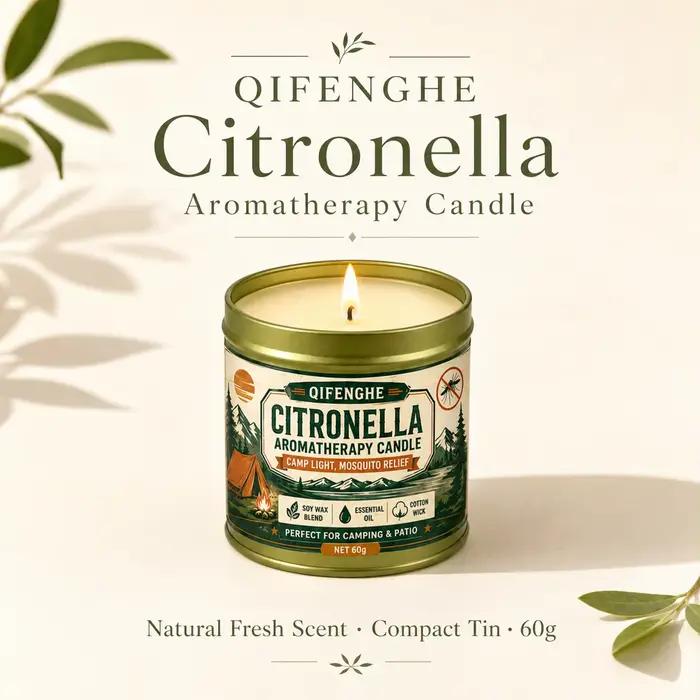 Bougie portable à la citronnelle en cire de soja, aromathérapie, sans fumée, anti-moustiques pour pique-nique en extérieur, patio, décoration intérieure