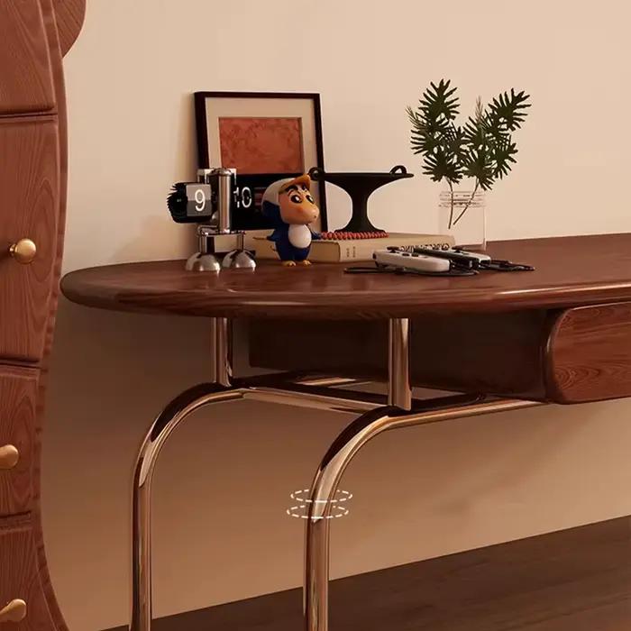Table basse vintage avec tiroirs design esthétique pieds ovales métal élégante pour maison occasions spéciales