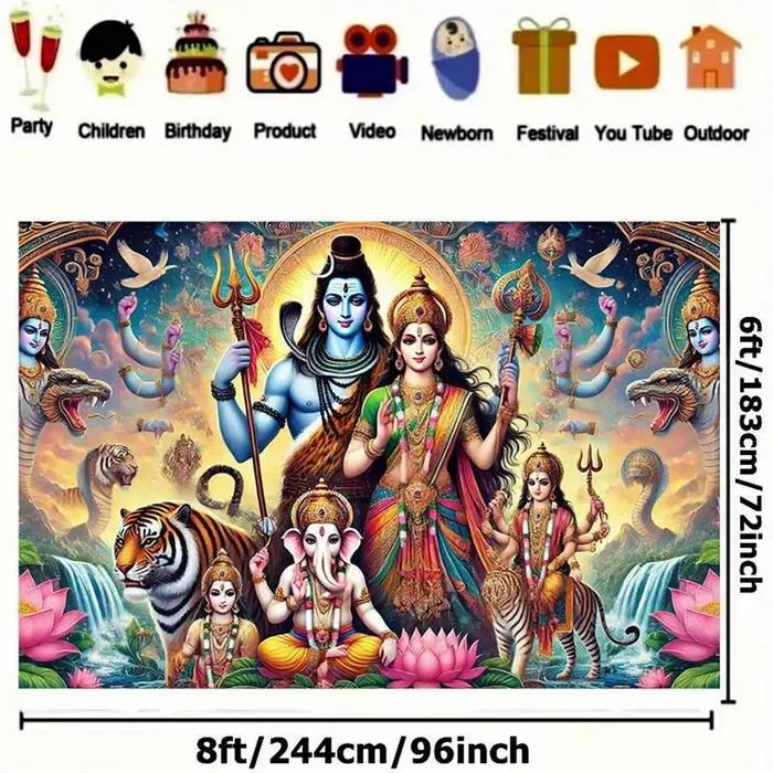 Shiva famille tapisserie dieu hindou Parvati Ganesha Kartikeya toile Art tenture murale Temple décor à la maison cadeau spirituel salle de Yoga