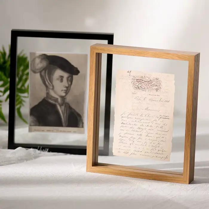 Cadre d'échantillon en bois avec cadre Photo en verre véritable