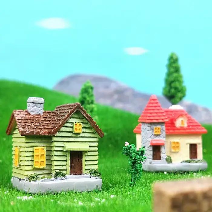 Décoration en résine, Ornement miniature, Maison de fée, Villa miniature, Paysage miniature, Bonsaï, Maison de poupées DIY pour extérieur