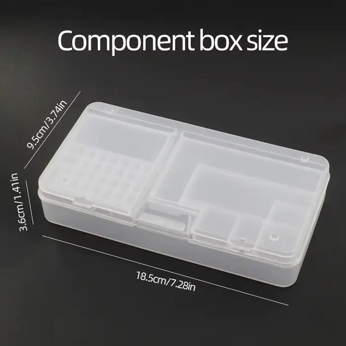 Boîte, composants électroniques, rangement en plastique Transparent, petits accessoires à vis, grille de Classification des outils