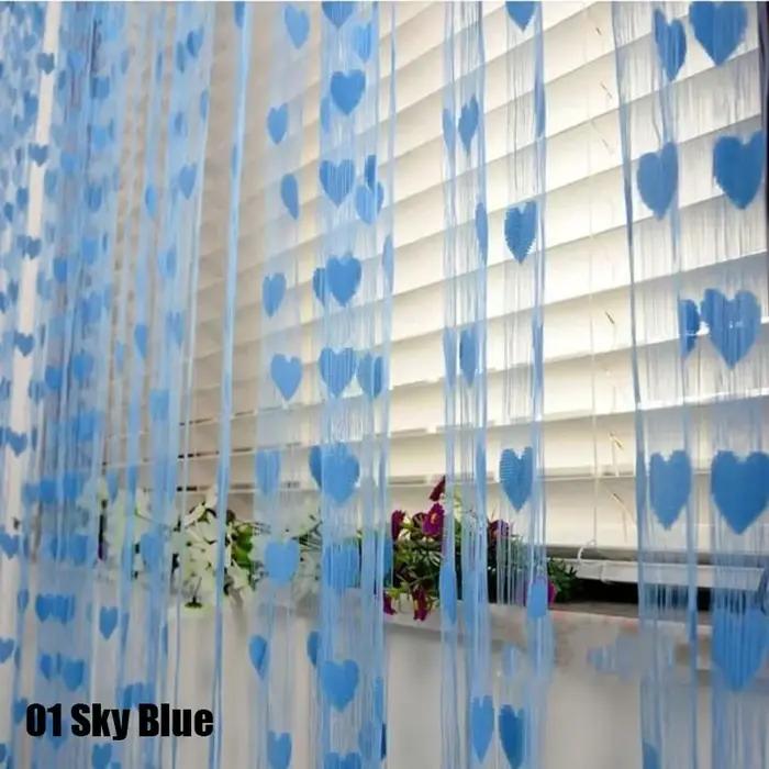Rideau transparent coloré à motif d'amour romantique