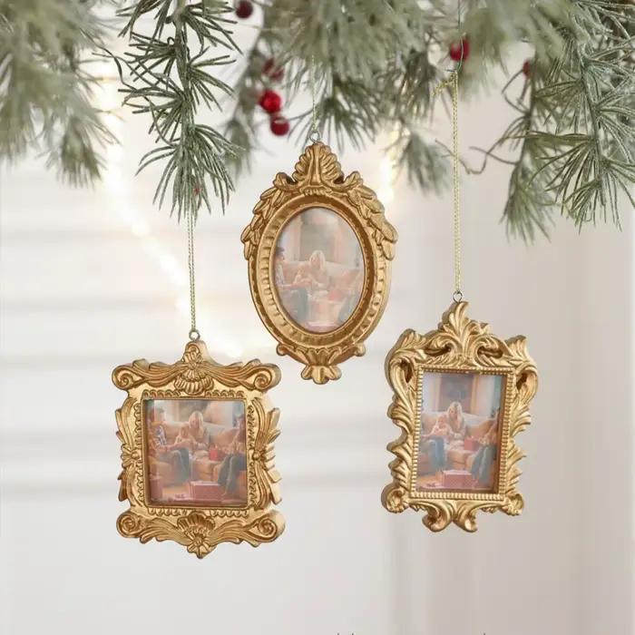 Cadre Photo Baroque, décoration d'arbre de noël, Mini cadre Photo, pendentif d'arbre de noël exquis pour décoration de maison d'arbre de noël