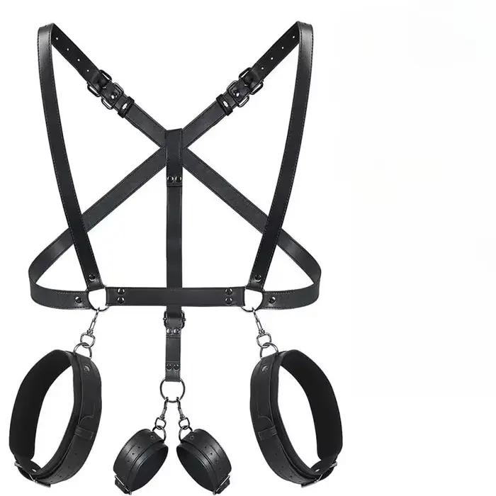 Kit de bondage BDSM, harnais de retenue réglable, menottes, crochet métallique, accessoires pour jeux de rôle en couple