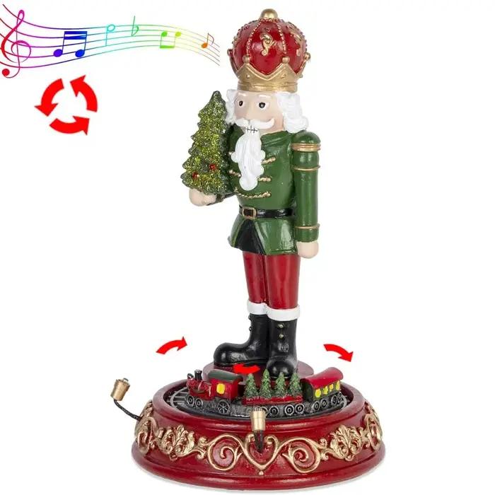 Figurine casse-noisette de noël avec lumières LED et Train rotatif