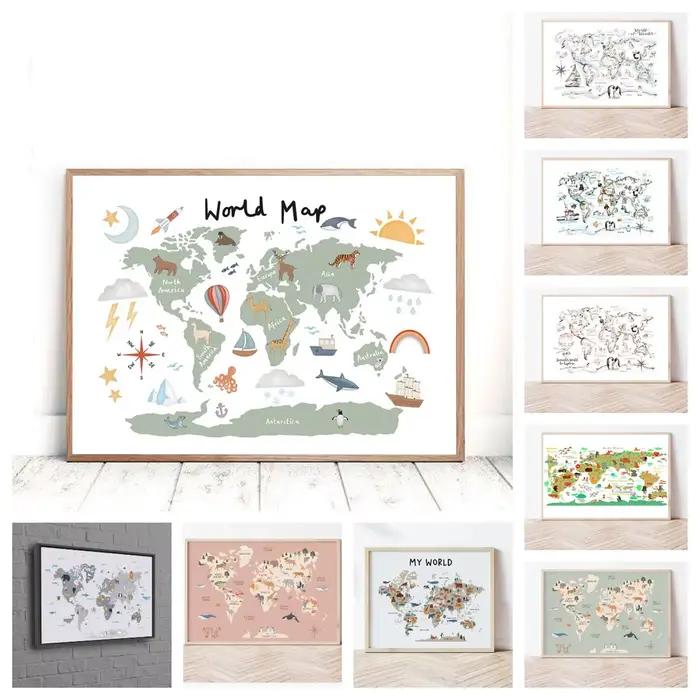 Affiches murales en toile sur le thème du monde animal et des dinosaures pour la décoration de chambre d'enfant