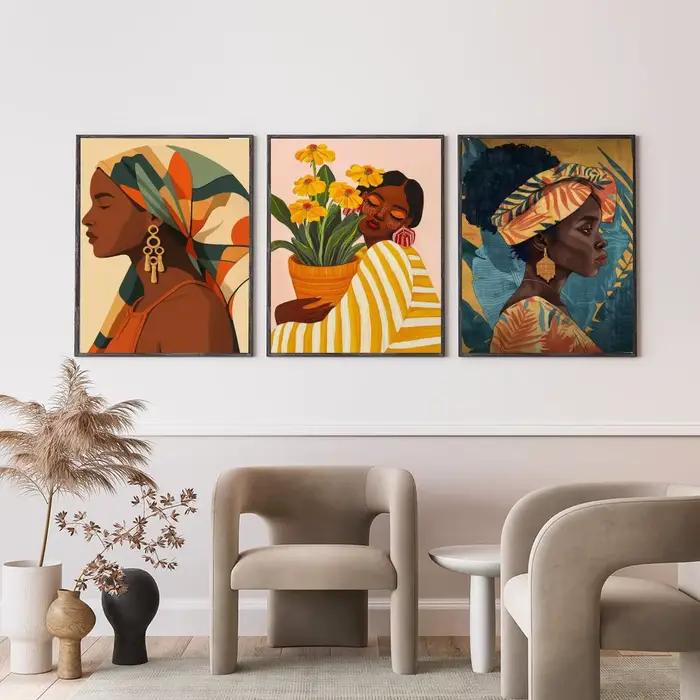 Affiche d'art abstrait de femmes africaines