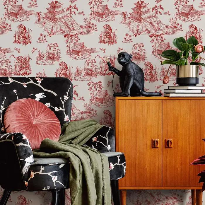Papier peint chinois rouge