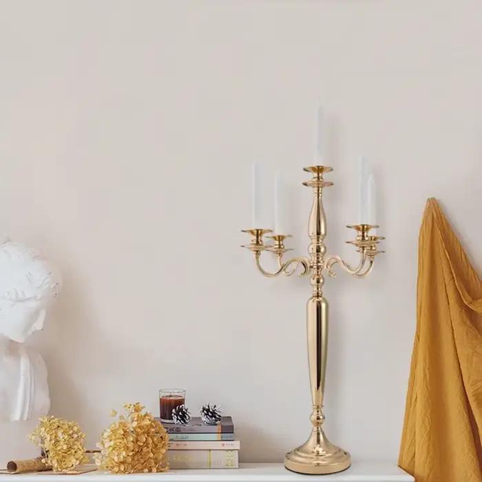 Candelabre en or noir 5 bras pour décoration de table élégante occasions spéciales mariage Noël