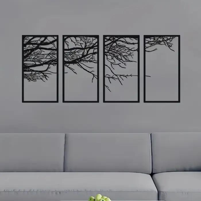 Art mural arbre de vie en métal noir