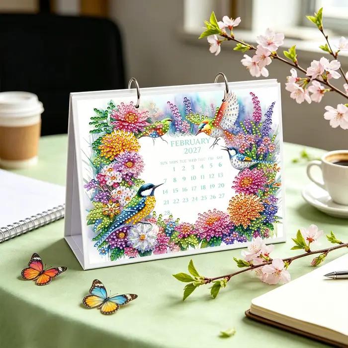 Calendrier de bureau 2027 avec peinture diamant et outils
