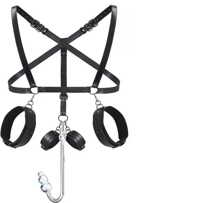 Kit de bondage BDSM, harnais de retenue réglable, menottes, crochet métallique, accessoires pour jeux de rôle en couple