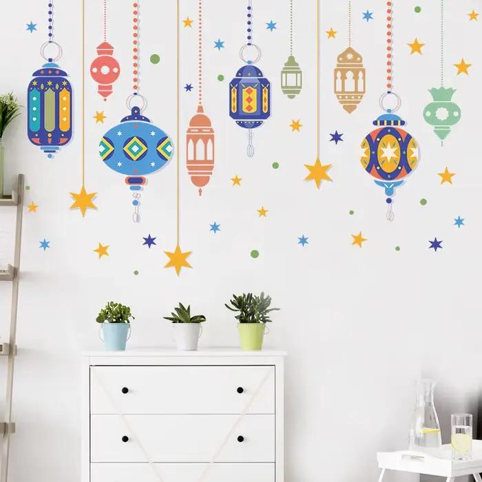 Autocollants Muraux Lumineux Colorés Ramadan Dessin Animé pour Chambre et Salon – Décoration Murale Artistique pour la Maison