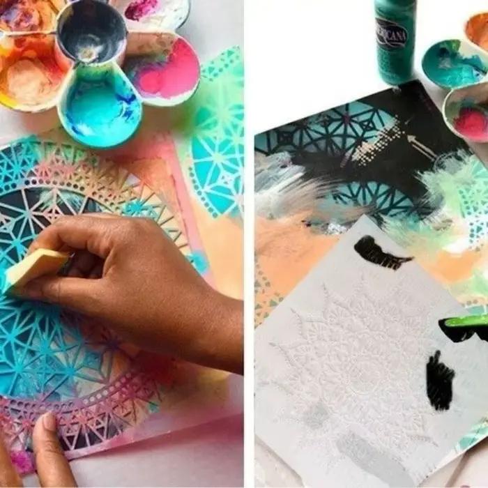 30*30 cm bricolage pochoir peinture modèle rétro fleur motif