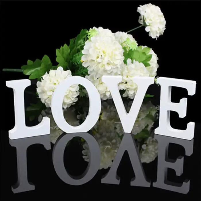 10CM lettre en bois blanc Alphabet anglais bricolage nom personnalisé conception coeur debout