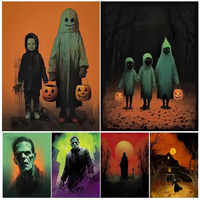 Sorcière d'Halloween, morts-vivants