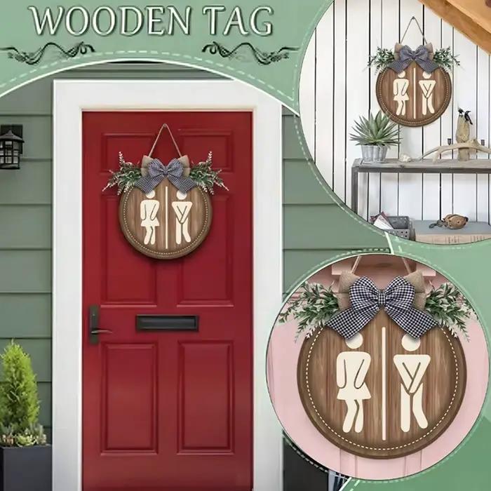 1 plaque de signalisation WC rustique en bois