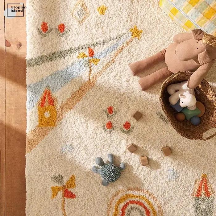 Tapis bébé pour salon moderne tapis en fourrure pour enfants enfants tapis en peluche tapis moelleux Kawaii chambre décor tapis de porte d'entrée tapis
