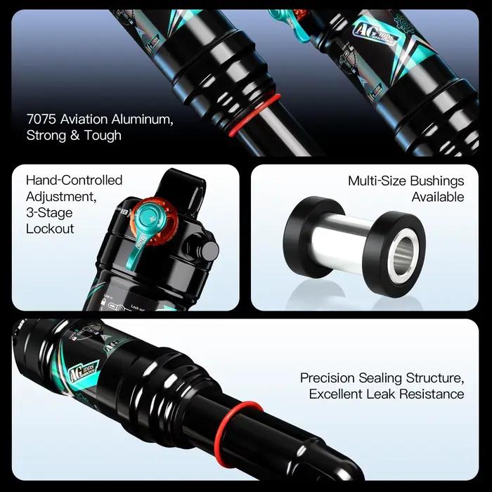 Amortisseur arrière de vélo de montagne AGSHOCKS Dual-Air Deluxe Select Air Sprung Shock 165/190/210mm Soft Tail pour descente