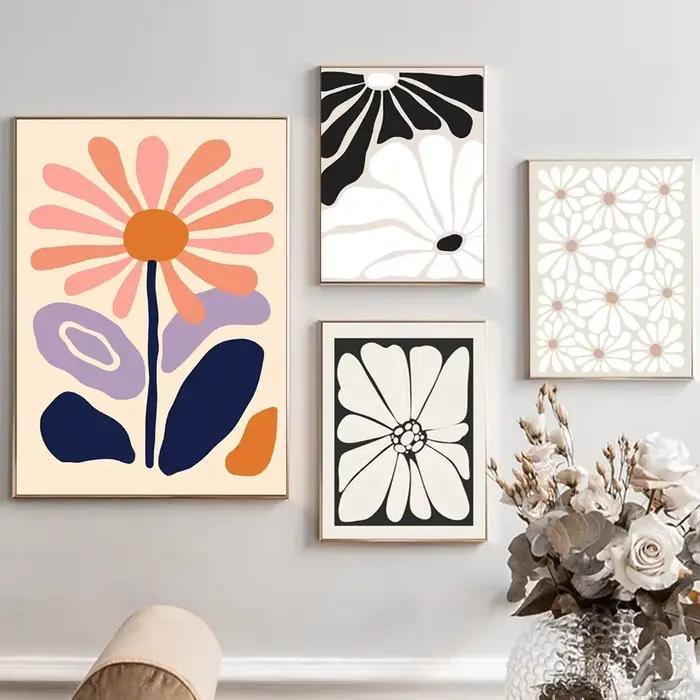 Affiche à motif de fleur de déformation d'extrusion géométrique abstraite de dessin animé