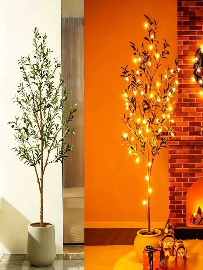 Arbre d'olivier artificiel en résine pour décoration intérieure, branches flexibles, style élégant, occasion spéciale, salon, chambre, entrée, bureau