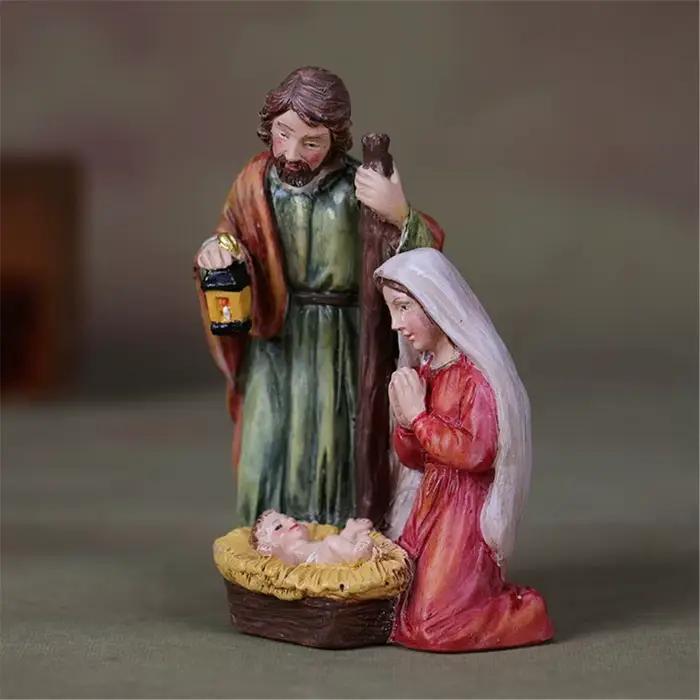 Statue scène nativité sacrée en résine