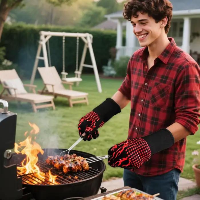 Gants de Barbecue ignifuges, résistants à la chaleur, mitaines résistantes aux coupures, gants de four en Silicone antidérapants, gants de cuisine pour Barbecue, cuisson